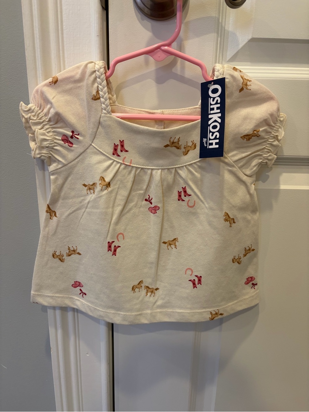OshKosh B'gosh Cream Girls' Top with Horse & Boot Print